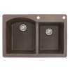 Transolid Aversa 33in x 22in silQ Granite Drop-in Double Bowl Kitchen Sink with 2 BE Faucet Holes, In Espresso