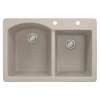 Transolid Aversa 33in x 22in silQ Granite Drop-in Double Bowl Kitchen Sink with 2 BD Faucet Holes, In Cafe Latte