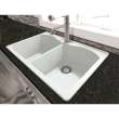 Transolid Aversa 33in x 22in silQ Granite Drop-in Double Bowl Kitchen Sink with 3 CDE Faucet Holes, In White