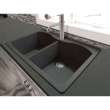 Transolid Aversa 33in x 22in silQ Granite Drop-in Double Bowl Kitchen Sink with 2 CE Faucet Holes, in Black