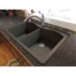 Transolid Aversa 33in x 22in silQ Granite Drop-in Double Bowl Kitchen Sink with 3 CDE Faucet Holes, in Espresso
