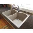 Transolid Aversa 33in x 22in silQ Granite Drop-in Double Bowl Kitchen Sink with 4 CBDE Faucet Holes, in Café Latte