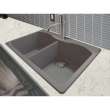 Transolid Aversa 33in x 22in silQ Granite Drop-in Double Bowl Kitchen Sink with 2 CB Faucet Holes, in Grey