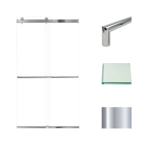 Transolid BRP488008C-T-PC Brianna 48 in. W x 80 in. H Frameless By-Pass Shower Door in Polished Chrome Finish with Clear Glass and Turin Handles