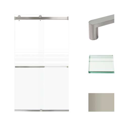 Transolid BRP488008F-R-BS Brianna 48 in. W x 80 in. H Frameless By-Pass Shower Door in Brushed Stainless Finish with Frosted Glass and Riley Handles