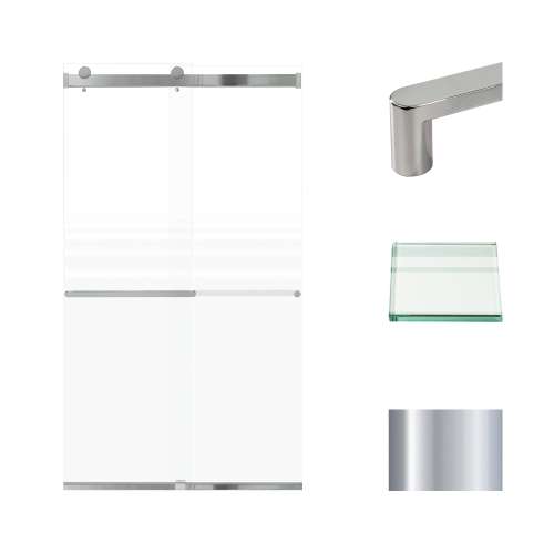 Transolid BRP488008F-R-PC Brianna 48 in. W x 80 in. H Frameless By-Pass Shower Door in Polished Chrome Finish with Frosted Glass and Riley Handles