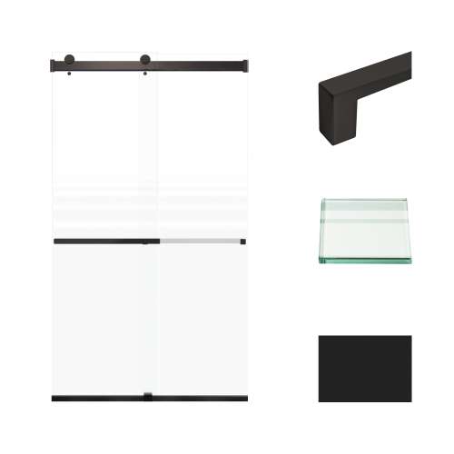 Transolid BRP488008F-S-MB Brianna 48 in. W x 80 in. H Frameless By-Pass Shower Door in Matte Black Finish with Frosted Glass and Sabrina Handles