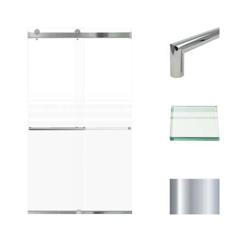 Transolid BRP488008F-T-PC Brianna 48 in. W x 80 in. H Frameless By-Pass Shower Door in Polished Chrome Finish with Frosted Glass and Turin Handles
