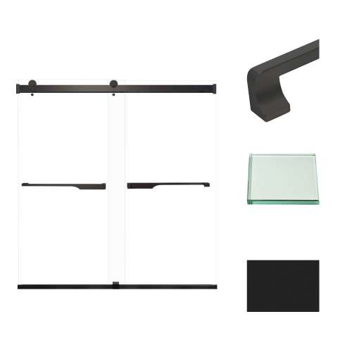 Transolid BRP606208C-J-MB Brianna 60 in. W x 62 in. H Frameless By-Pass Shower Door in Matte Black Finish with Clear Glass and Justin Handles