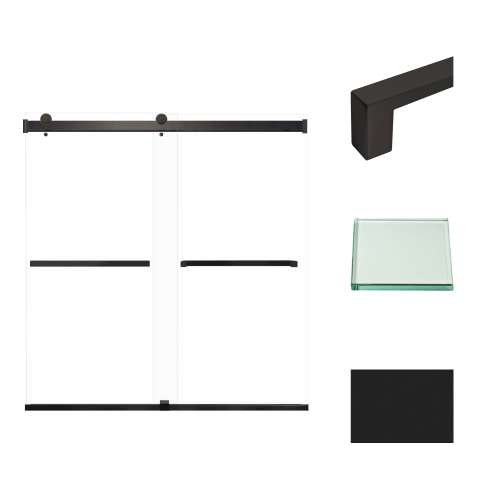 Transolid BRP606208C-S-MB Brianna 60 in. W x 62 in. H Frameless By-Pass Shower Door in Matte Black Finish with Clear Glass and Sabrina Handles