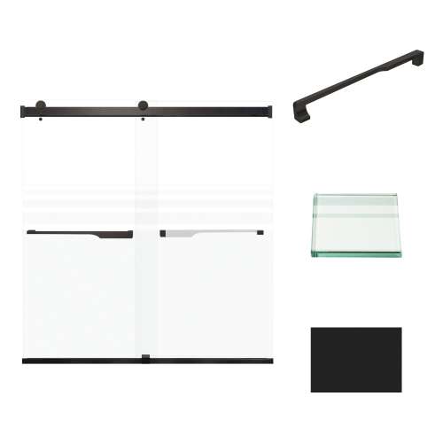 Transolid BRP606208F-J-MB Brianna 60 in. W x 62 in. H Frameless By-Pass Shower Door in Matte Black Finish with Frosted Glass and Justin Handles