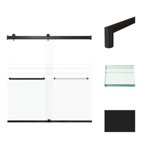 Transolid BRP606208F-T-MB Brianna 60 in. W x 62 in. H Frameless By-Pass Shower Door in Matte Black Finish with Frosted Glass and Turin Handles