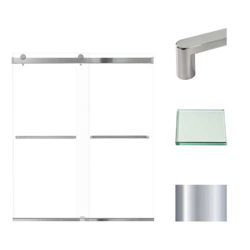 Transolid BRP607008C-R-PC Brianna 60 in. W x 70 in. H Frameless By-Pass Shower Door in Polished Chrome Finish with Clear Glass and Riley Handles