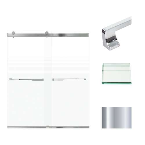 Transolid BRP607008F-J-PC Brianna 60 in. W x 70 in. H Frameless By-Pass Shower Door in Polished Chrome Finish with Frosted Glass and Justin Handles