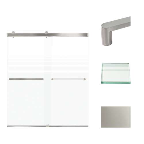 Transolid BRP607008F-R-BS Brianna 60 in. W x 70 in. H Frameless By-Pass Shower Door in Brushed Stainless Finish with Frosted Glass and Riley Handles