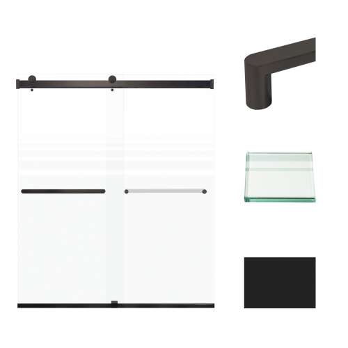 Transolid BRP607008F-R-MB Brianna 60 in. W x 70 in. H Frameless By-Pass Shower Door in Matte Black Finish with Frosted Glass and Riley Handles