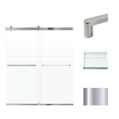 Transolid BRP607008F-R-PC Brianna 60 in. W x 70 in. H Frameless By-Pass Shower Door in Polished Chrome Finish with Frosted Glass and Riley Handles