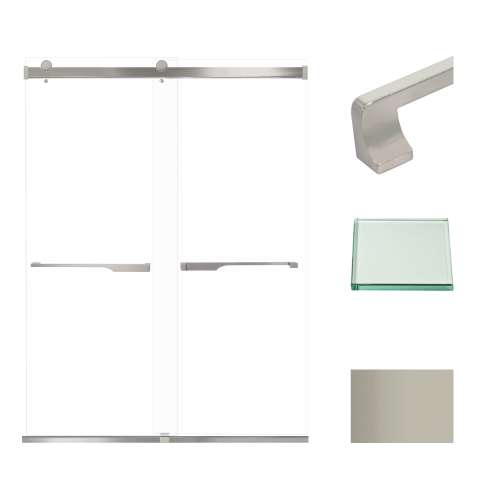Transolid BRP608008C-J-BS Brianna 60 in. W x 80 in. H Frameless By-Pass Shower Door in Brushed Stainless Finish with Clear Glass and Justin Handles