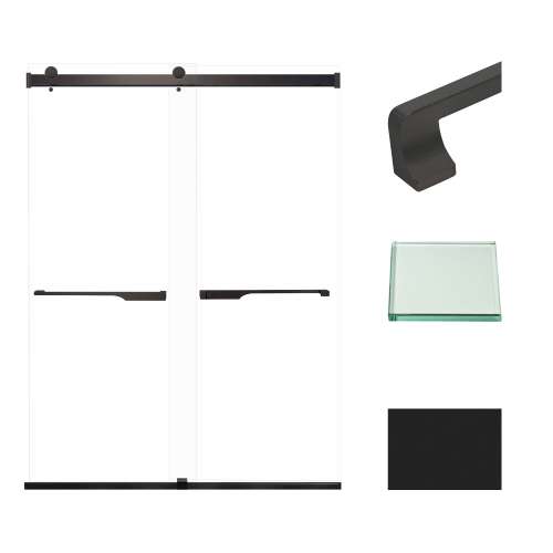 Transolid BRP608008C-J-MB Brianna 60 in. W x 80 in. H Frameless By-Pass Shower Door in Matte Black Finish with Clear Glass and Justin Handles