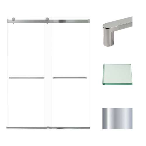 Transolid BRP608008C-R-PC Brianna 60 in. W x 80 in. H Frameless By-Pass Shower Door in Polished Chrome Finish with Clear Glass and Riley Handles