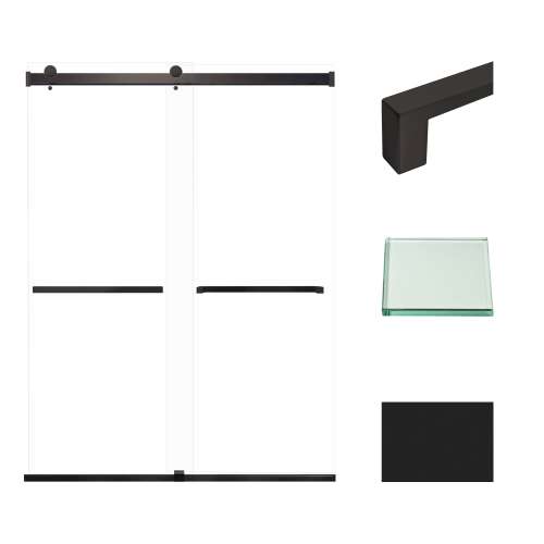 Transolid BRP608008C-S-MB Brianna 60 in. W x 80 in. H Frameless By-Pass Shower Door in Matte Black Finish with Clear Glass and Sabrina Handles