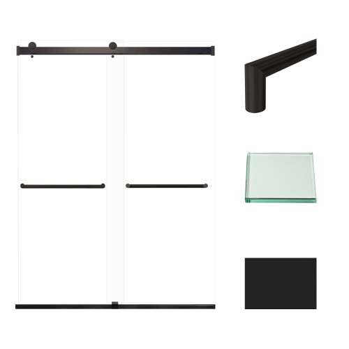 Transolid BRP608008C-T-MB Brianna 60 in. W x 80 in. H Frameless By-Pass Shower Door in Matte Black Finish with Clear Glass and Turin Handles