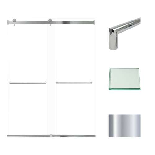 Transolid BRP608008C-T-PC Brianna 60 in. W x 80 in. H Frameless By-Pass Shower Door in Polished Chrome Finish with Clear Glass and Turin Handles