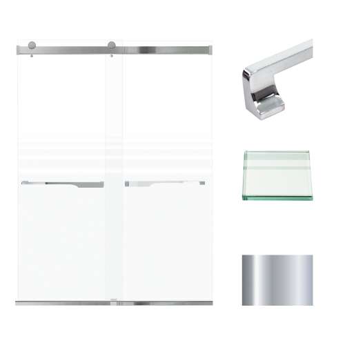 Transolid BRP608008F-J-PC Brianna 60 in. W x 80 in. H Frameless By-Pass Shower Door in Polished Chrome Finish with Frosted Glass and Justin Handles