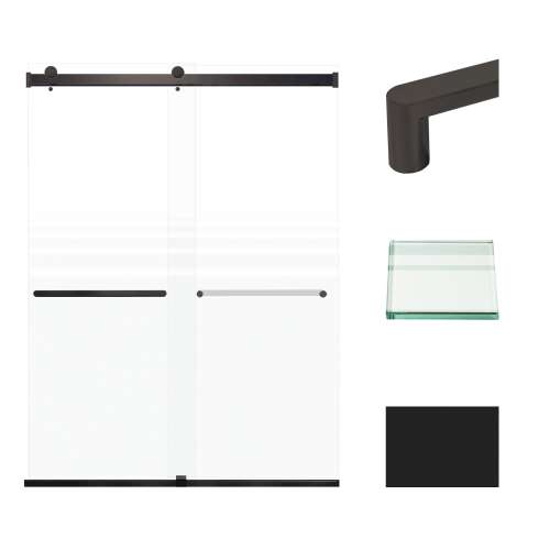 Transolid BRP608008F-R-MB Brianna 60 in. W x 80 in. H Frameless By-Pass Shower Door in Matte Black Finish with Frosted Glass and Riley Handles