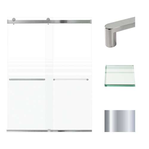 Transolid BRP608008F-R-PC Brianna 60 in. W x 80 in. H Frameless By-Pass Shower Door in Polished Chrome Finish with Frosted Glass and Riley Handles
