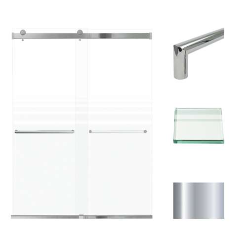 Transolid BRP608008F-T-PC Brianna 60 in. W x 80 in. H Frameless By-Pass Shower Door in Polished Chrome Finish with Frosted Glass and Turin Handles