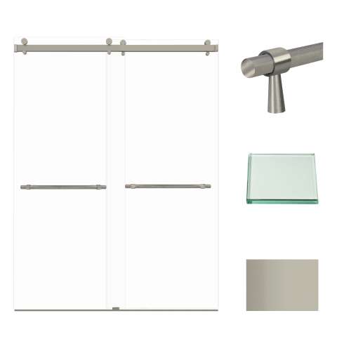 Transolid BYPT608010C-BK-BN Brooklyn 60-in W x 80-in H Frameless Double Sliding Shower Door in Brushed Stainless