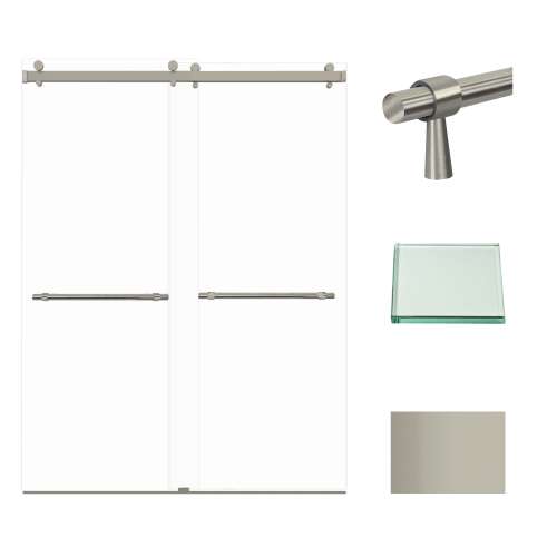 Transolid BYPT608010C-BP-BN Brooklyn 60-in W x 80-in H Frameless Double Sliding Shower Door in Brushed Stainless