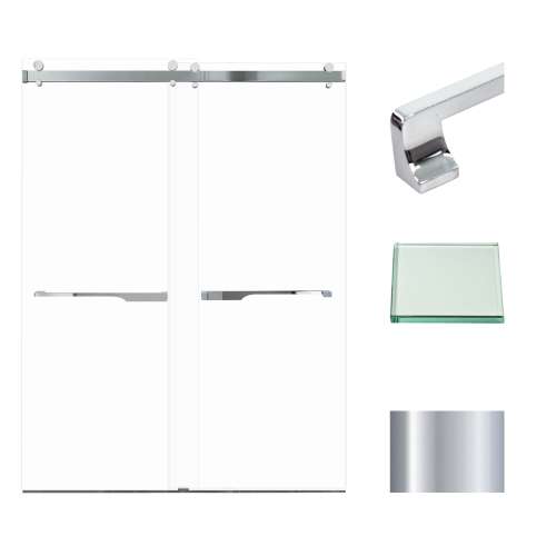 Transolid BYPT608010C-J-PC Brooklyn 60-in W x 80-in H Frameless Double Sliding Shower Door in Polished Chrome