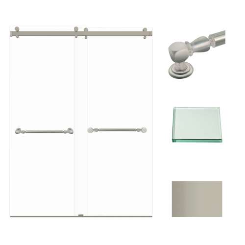 Transolid BYPT608010C-N-BN Brooklyn 60-in W x 80-in H Frameless Double Sliding Shower Door in Brushed Stainless
