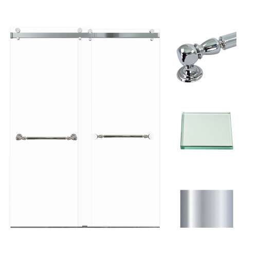 Transolid BYPT608010C-N-PC Brooklyn 60-in W x 80-in H Frameless Double Sliding Shower Door in Polished Chrome