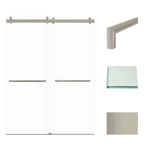 Transolid BYPT608010C-T-BN Brooklyn 60-in W x 80-in H Frameless Double Sliding Shower Door in Brushed Stainless