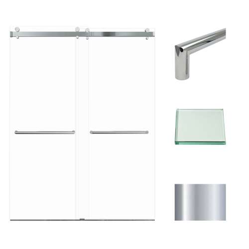 Transolid BYPT608010C-T-PC Brooklyn 60-in W x 80-in H Frameless Double Sliding Shower Door in Polished Chrome