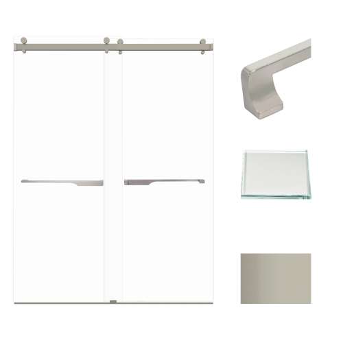 Transolid BYPT608010L-J-BS Brooklyn 60-in W x 80-in H Frameless Double Sliding Shower Door in Brushed Stainless