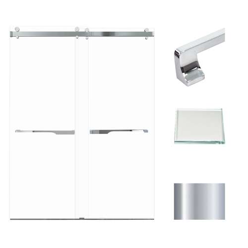 Transolid BYPT608010L-J-PC Brooklyn 60-in W x 80-in H Frameless Double Sliding Shower Door in Polished Chrome