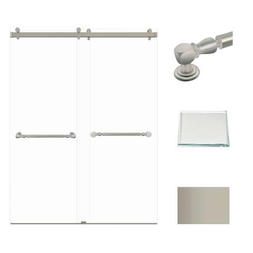Transolid BYPT608010L-N-BN Brooklyn 60-in W x 80-in H Frameless Double Sliding Shower Door in Brushed Stainless