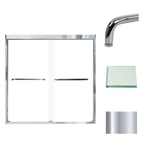 Slim bypass shower door in Polished Chrome frame finish with a smooth clear glass texture 57-3/4-in to 59-in W x 60-in H