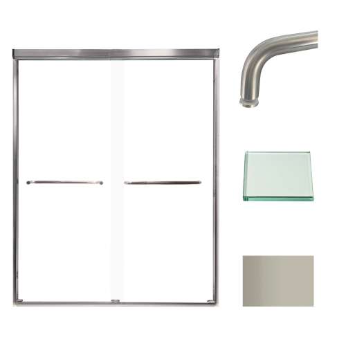 Slim bypass shower door in Brushed Stainless frame finish with a smooth clear glass texture 57-3/4-in to 59-in W x 76-in H