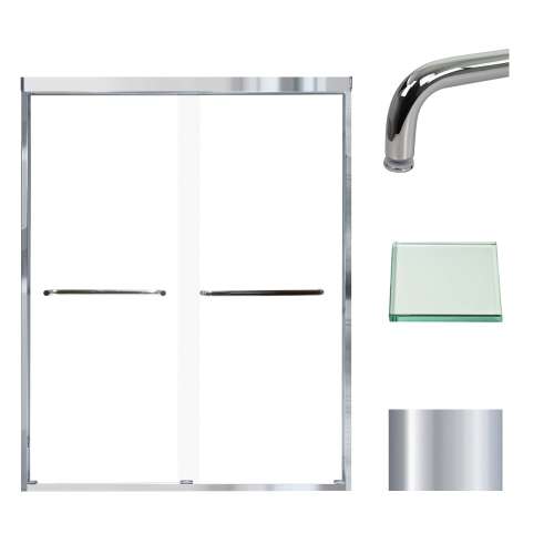Slim bypass shower door in Polished Chrome frame finish with a smooth clear glass texture 57-3/4-in to 59-in W x 76-in H