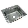 Transolid Classic 25in x 22in 18 Gauge Drop-in Single Bowl Kitchen Sink with ML2 Faucet Holes