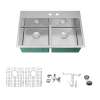Transolid KKM-DTDE332210-MR2 Diamond Sink Kit with Equal Double Bowls, 2 Pre-Drilled Holes, Magnetic Accessories Kit, and Drain Kit