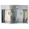 Transolid Diamond 33in x 22in 16 Gauge Dual Mount Double Bowl Kitchen Sink with Low Divide with 1 Hole