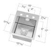 Transolid Diamond 15in x 17in 16 Gauge  Dual Mount Single Bowl Kitchen Sink with 3 Holes