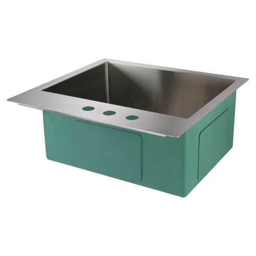 Transolid Diamond 23in x 22in 16 Gauge  Dual Mount Single Bowl Kitchen Sink with 3 Holes
