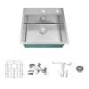 Transolid KKM-DTSB232210-FR2 Diamond Sink Kit with Single Bowl, 2 Pre-Drilled Holes, Magnetic Accessories Kit, and Drain Kit